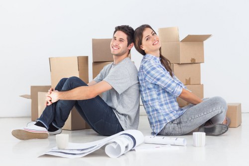 A professional team managing an office move in West Kensington