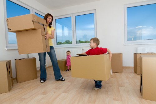 Residential moving service in West Kensington with packed boxes