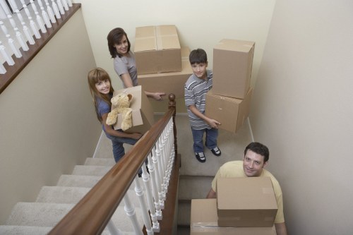 Team using moving equipment during a relocation